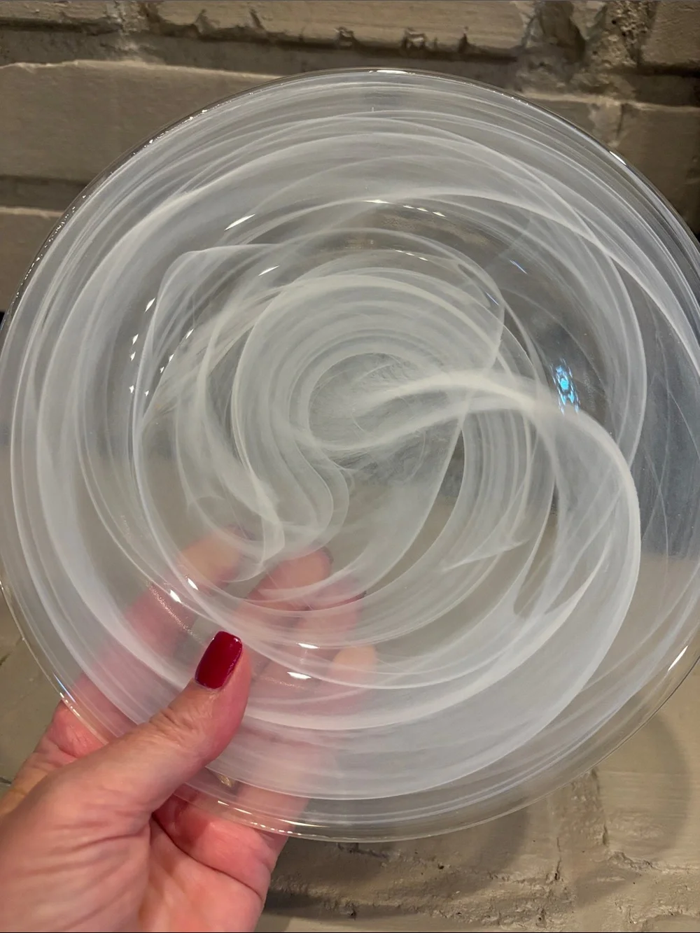 Set of 4 Alabaster White Swirl Glass Salad/Luncheon/Dessert Plates 8.75 inches